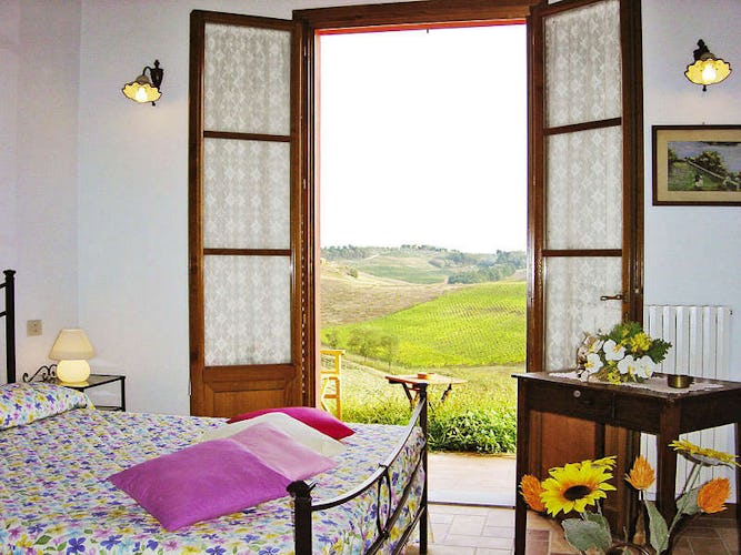 Every apartment has a beautiful view of the Tuscan landscape