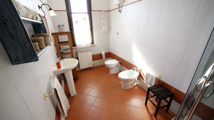 There is one bathroom with shower for each apartment at Le Selvole