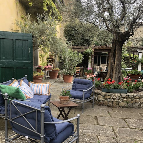 The villa is surrounded by gardens and offers magnificent views