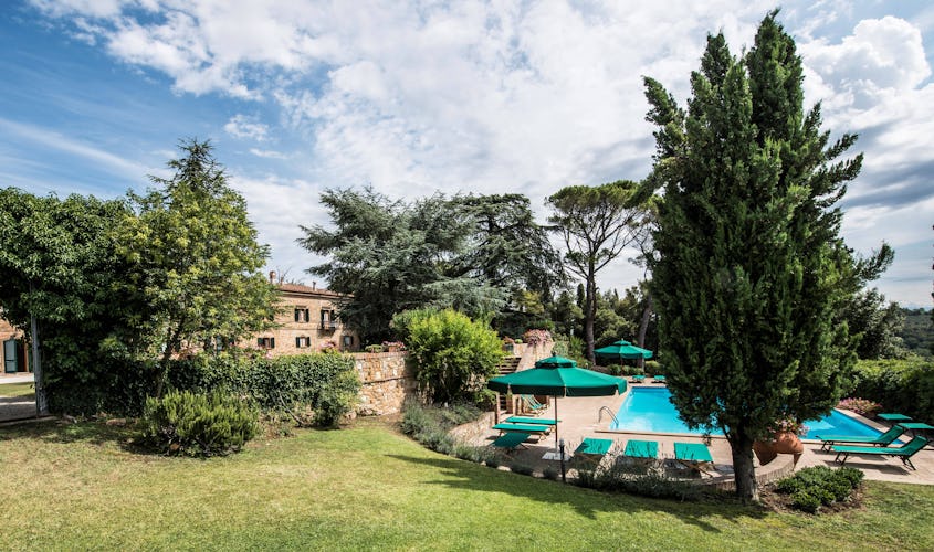 Gardens and pool of Tuscan Villa Piaggia