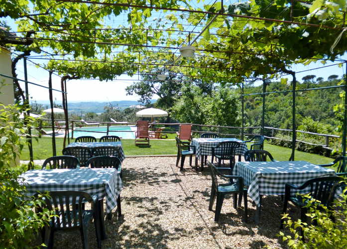 Sotto la pergola si puo' mangiare  la colazione