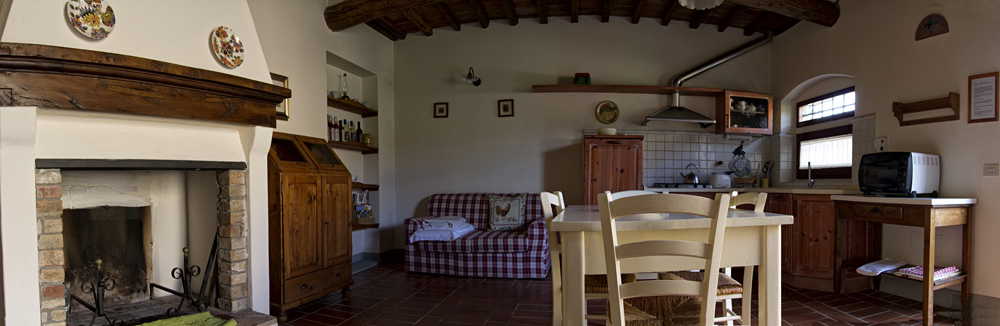 Kitchen with fireplace