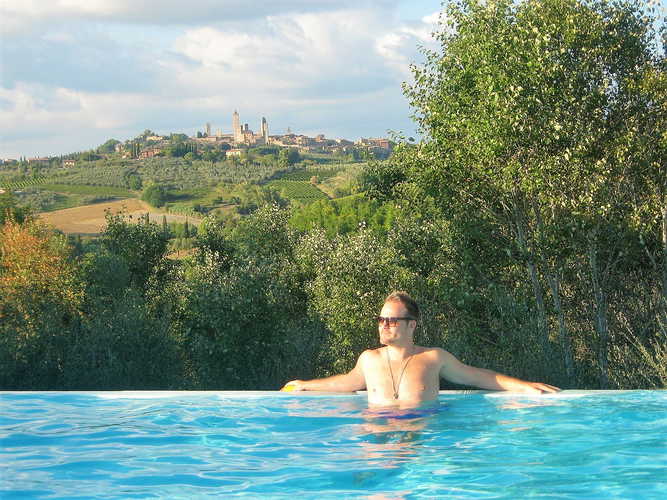 A drink in the pool with a special view