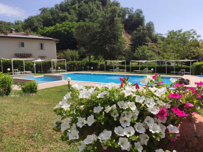 Agriturismo Valleverde: nell'area della piscina, ognuno ha il proprio spazio e la propria sdraio
