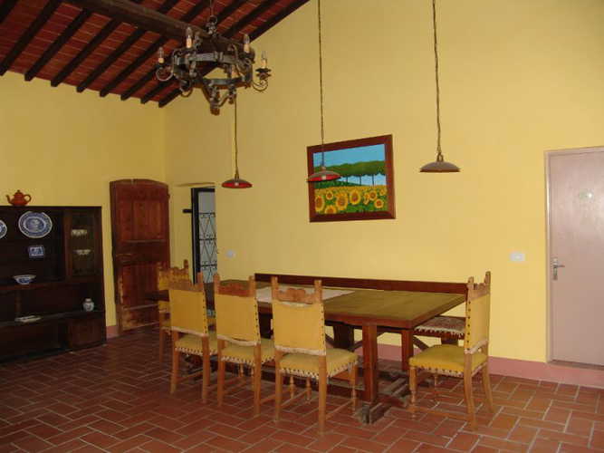 The table in the common dining room for eating all together