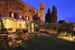 The garden at sunset under the tower
