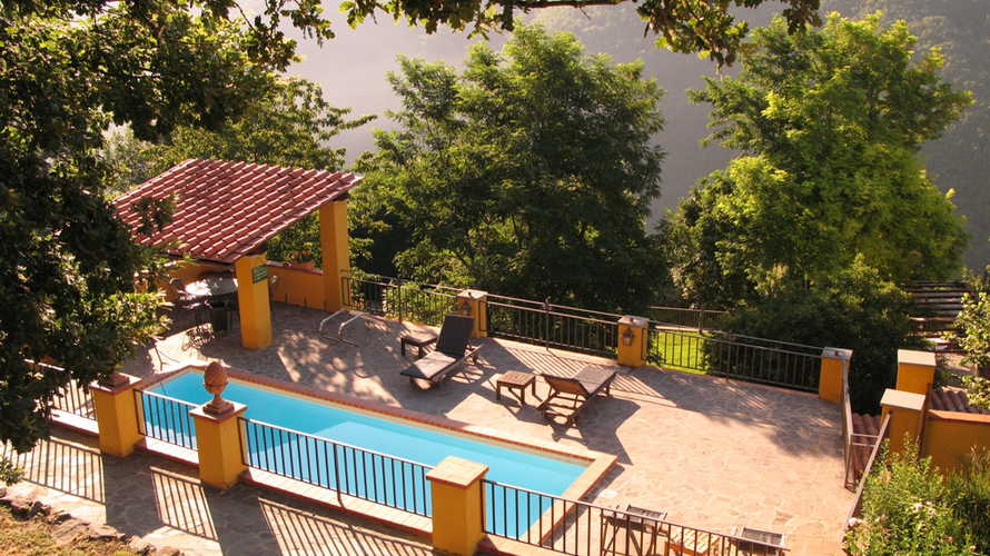 An inviting swimming pool is perfect for sun and relax