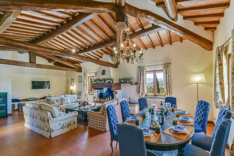 Dining area and sitting room with fireplace