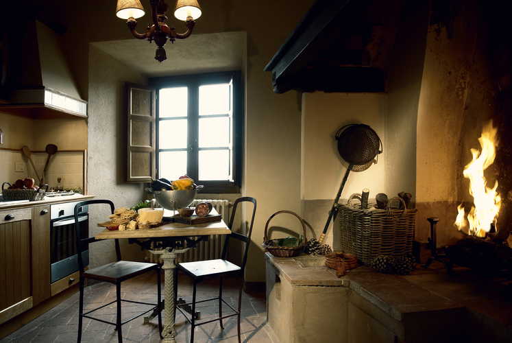 A typical Tuscan fireplace to warm up those cool nights