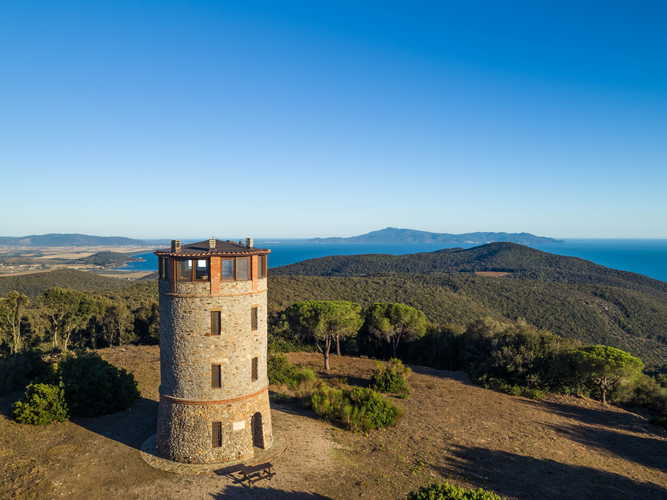 The recently renovated stone tower with panoramic view