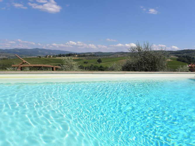 Plenty of space at Montrogoli to enjoy the view by the salt water pool