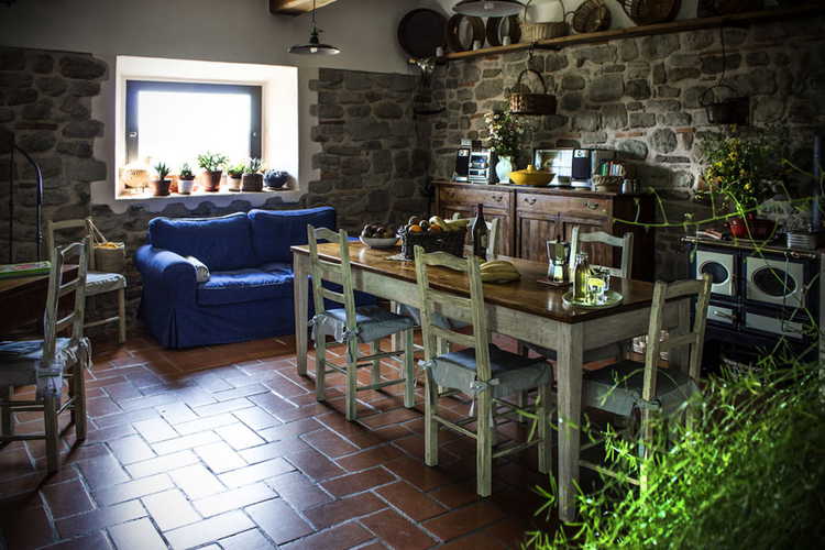 The fireplace and living room