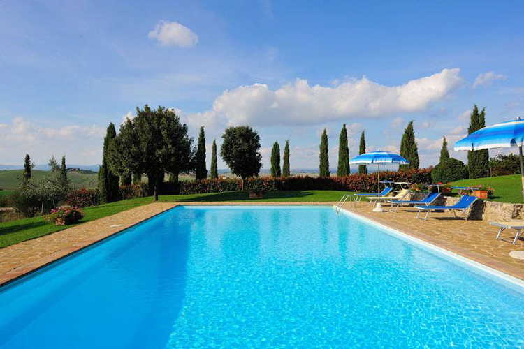 External pool overlooking the green hills
