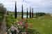 Large green garden with flowers of all seasons at Corte in Poggio