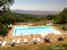 Large family friendly pool with umbrellas and chaise lounges